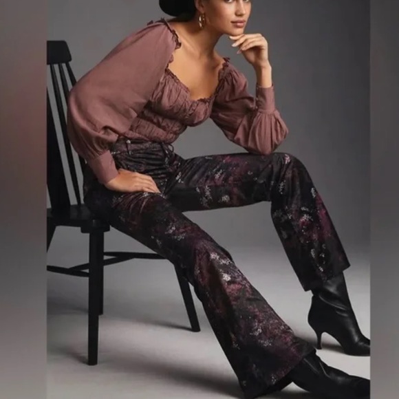 NWT Scotch & Soda Amsterdam 32x32 Winter Edition Velvet High Rise Flared Pants - Picture 3 of 15